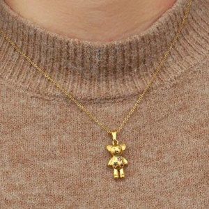 NEW 18K GOLD BEAR PENDANT NECKLACE